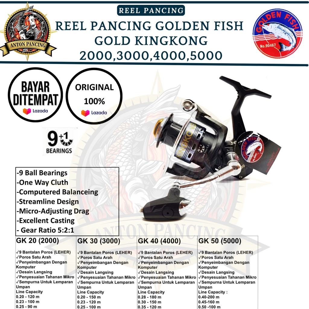 promo special 10.10 Reel Pancing Golden Fish Kingkong GK 20,30,40,50 (2000,3000,4000,5000) Spinning 