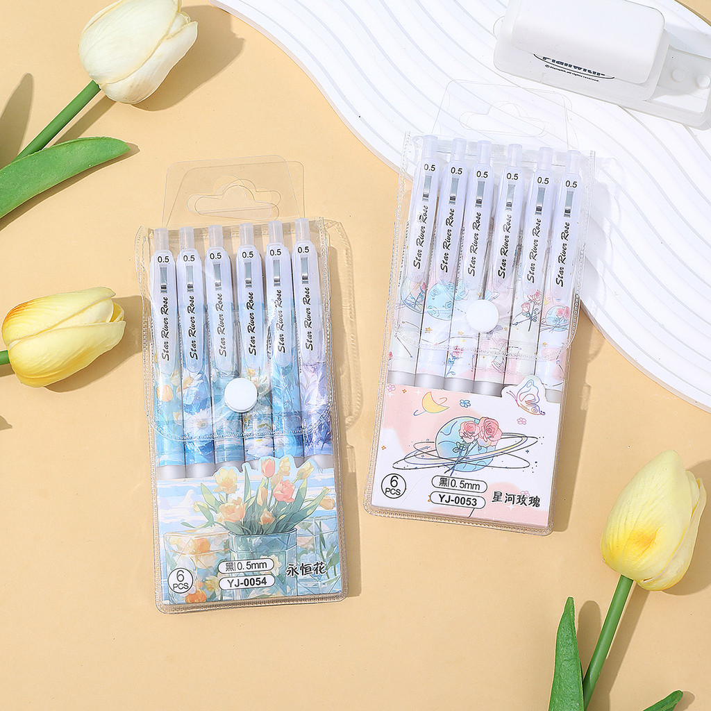 

VIRAL PEN ENTERNAL FLOWER SERIES 1 SET ISI 6 PCS QUICK DRYING SMOOTH / QUICK DRYING AND SMOOTH WRITING EXPERIENCE / ERASABLE PEN BLUE