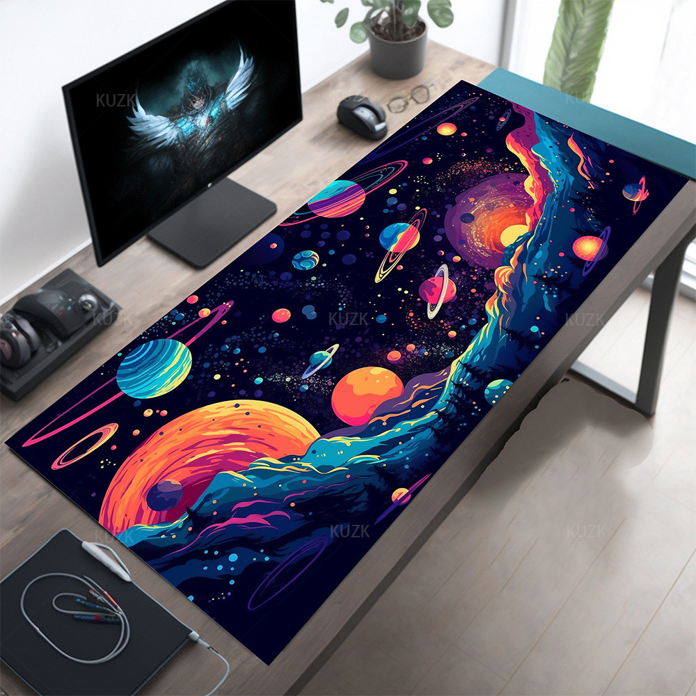 Galactic Explorer Desk Pad,Unleash Your Inner Astronaut with our Planet and Starry Desk Mat,large cu
