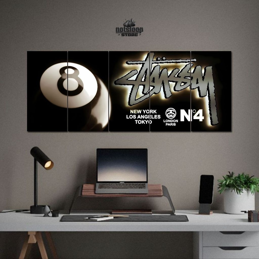 Dekorasi Kayu / Poster Dinding stussy 75x30cm Wall decor - Hiasan dinding kamar Poster kayu brand st