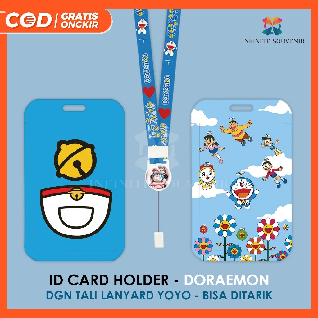 

(N017) ID Card Holder Tali Yoyo Doraemon / Nametag Yoyo / Card Holder Yoyo / Cat / Card Holder Tali Bisa Ditarik