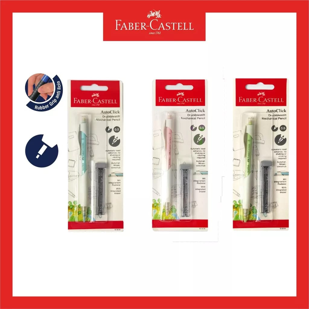 

Pensil Mekanik Auto Click 0.5 White Blister 3 Warna Gratis 1 Tube Refill