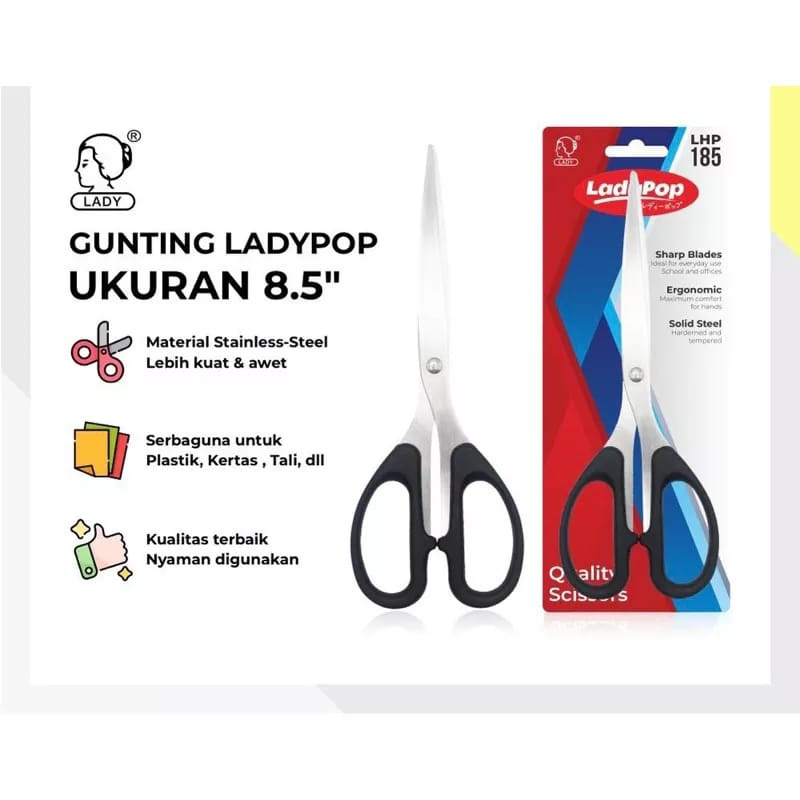 

Gunting Kertas Ladypop 8.5 inch Besar Sekolah Kantor Stainless Steel MLH T30
