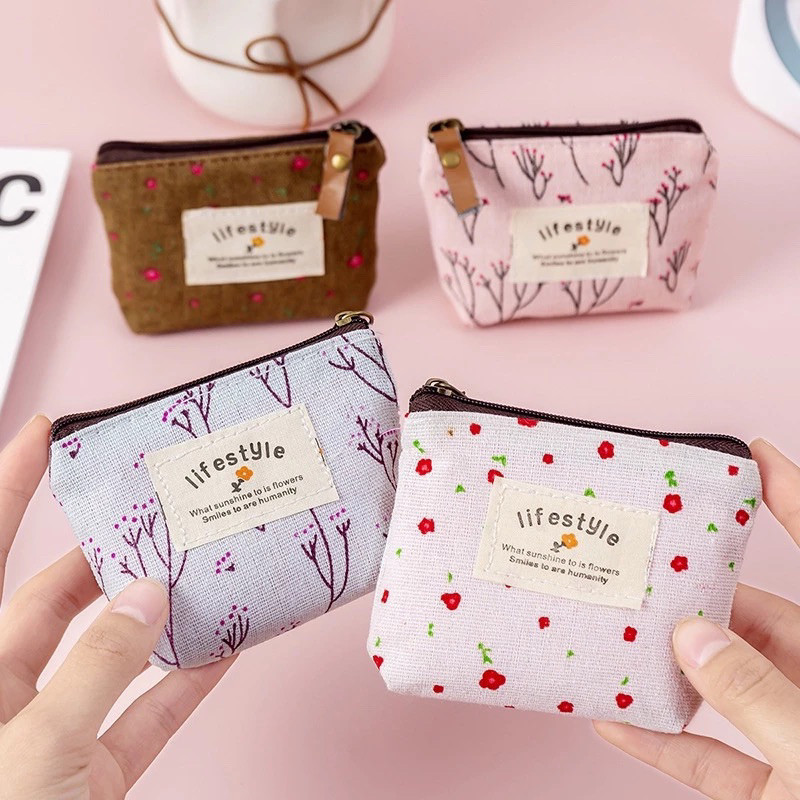 DOMPET POUCH KOIN / Pouch Dompet Koin Resleting Live Style Kanvas Dompet Serbaguna Sleting Motif Bun