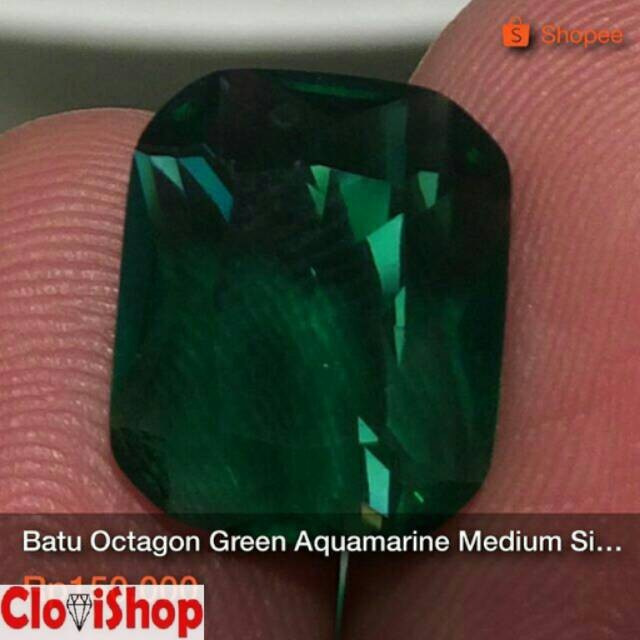 Batu Akik Octagon Green Aquamarine HQ