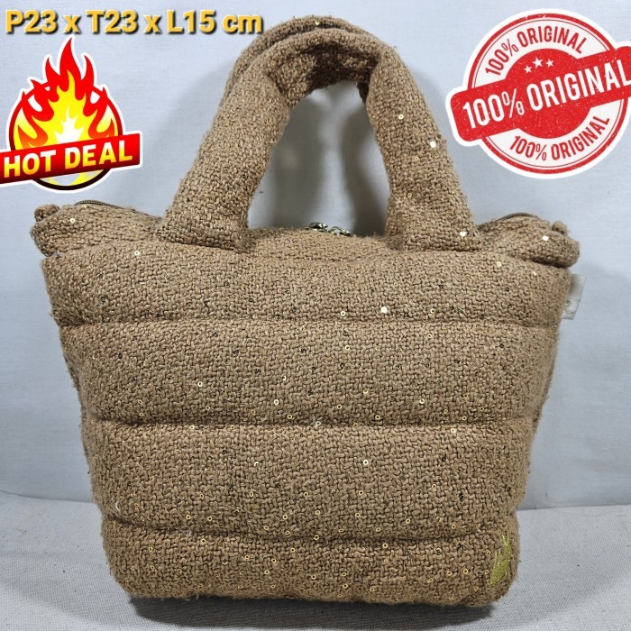 Rootote original japan hand tote bag yarn weaving golden brown tas jinjing model anyam
