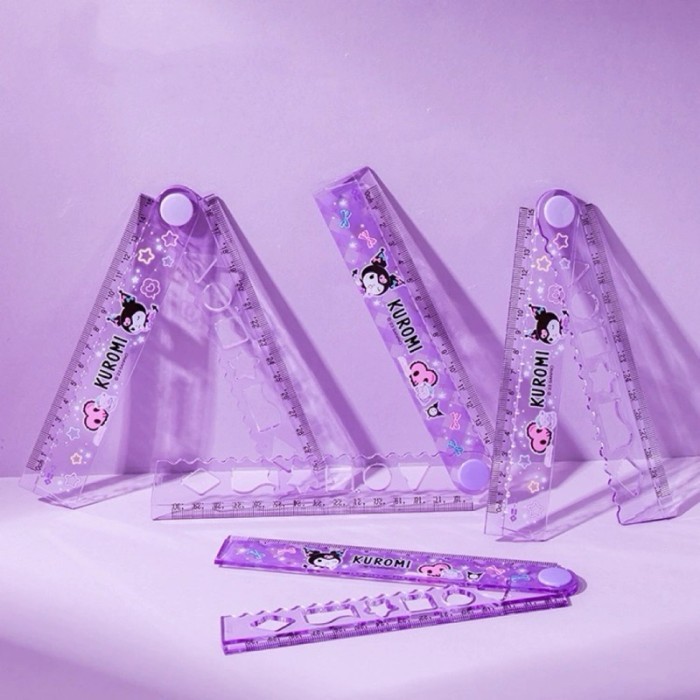 

kawaii sanrio ruler 30cm penggaris 15cm lipat imut iigen kuromi - Kuromi shape by Summerstore Id