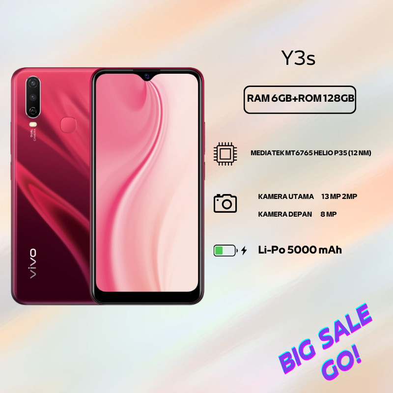VIVO Y3s HP MURAH CUCI GUDANG RAM 6GB ROM 128GB Super AMOLED HANDPHONE ANDROID