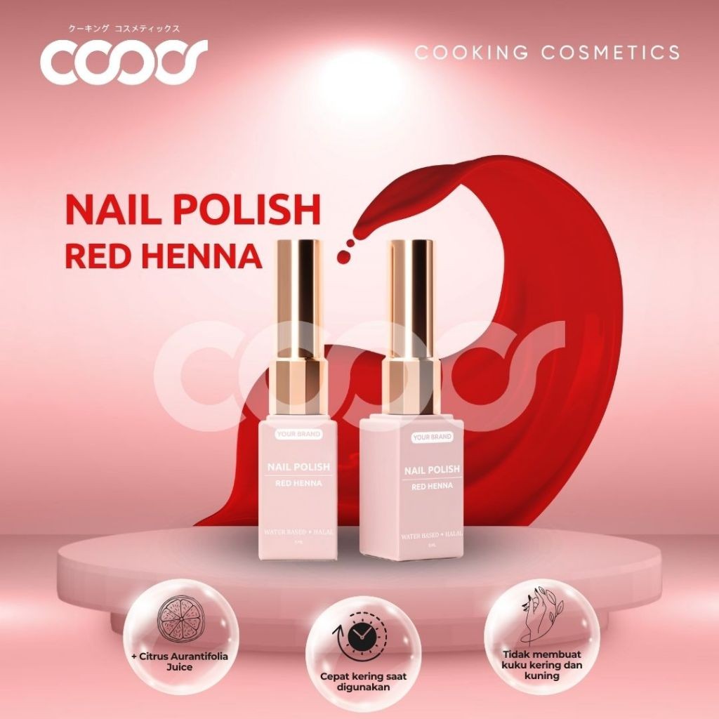 Maklon Kosmetik Nail Polish Red Henna 7ml - Produk Sample Brand sendiri BPOM dan Halal