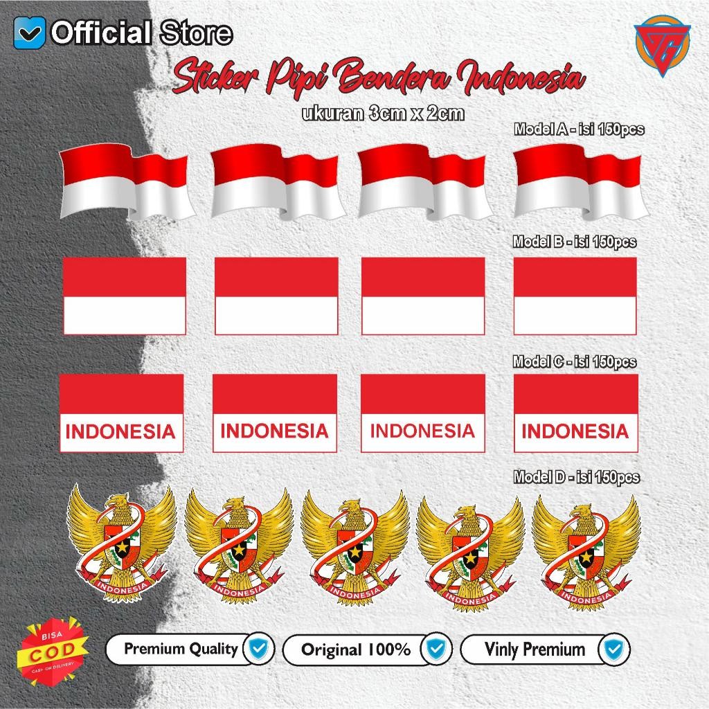 

150 pcs stiker pipi merah putih Indonesia (sudah di potong satuan) 2 pcs