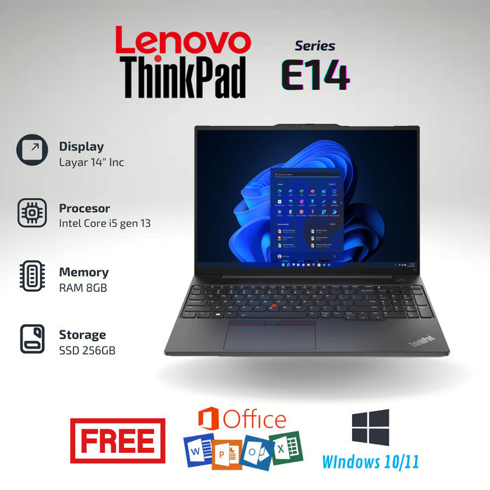 Laptop Lenovo Thinkpad E14 Intel Core i5 RAM 8GB SSD 512GB Second Murah Berkualitas