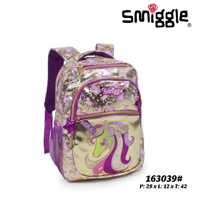SMIGGLE Backpack serbalaris89 tas ransel sekolah SD - unicorn gold