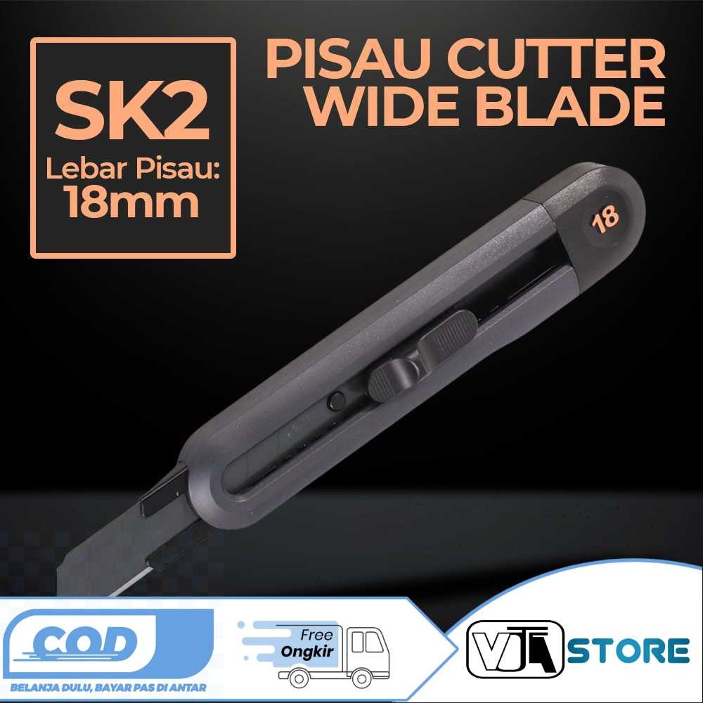 

DELI Pisau Cutter Auto Lock Snap Off Wide Blade SK2 18mm