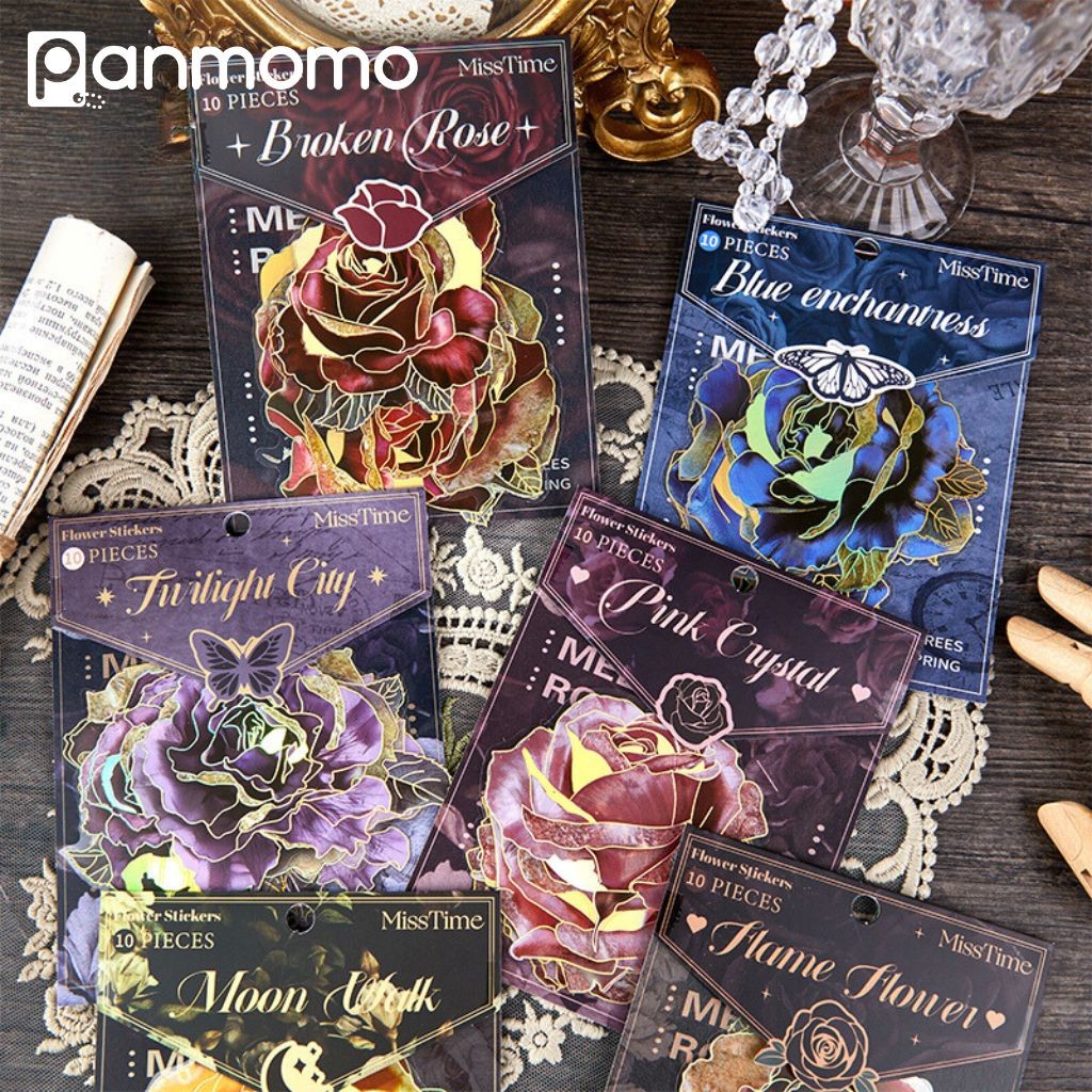 

Panmomo Stiker Aesthetic Motif Bunga Retro Gothic Floral Sticker Pack