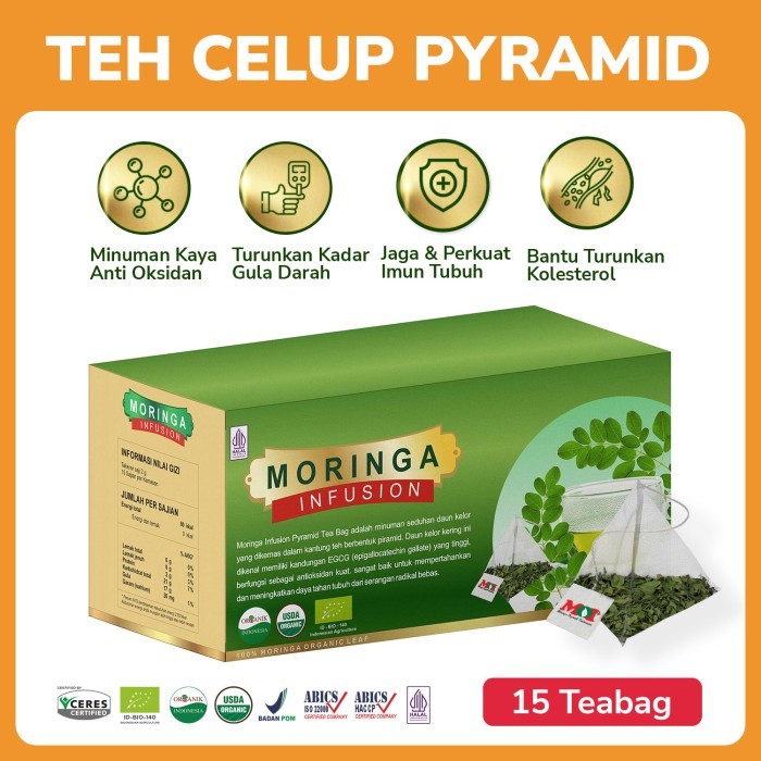 

MORINGA PYRAMID TEA --- Teh Celup Piramid Daun Kelor Organik Premium