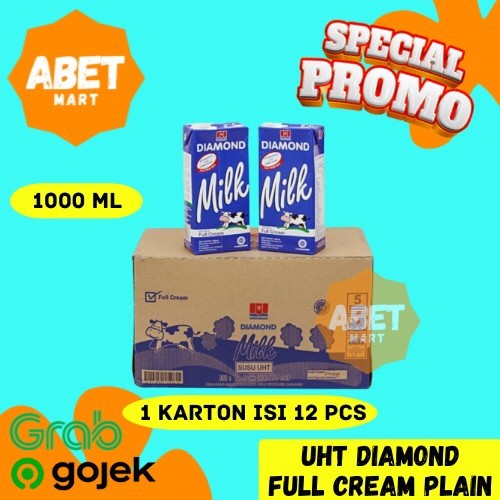 

Susu UHT Diamond Full Cream 1Liter 1 Dus 12 Pcs - Ltr Milk Krim Putih Pak SAMEDAY INSTAN