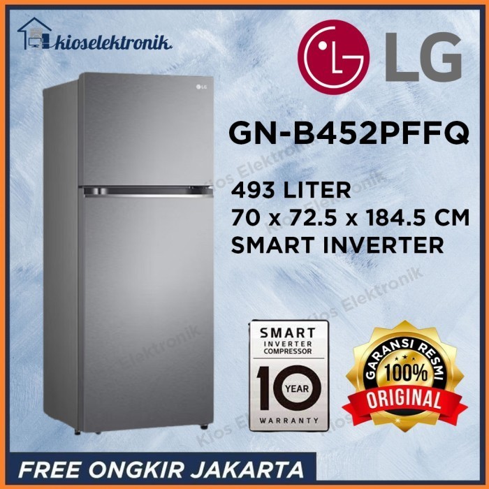 Kulkas LG 2 pintu GN-B452PFFQ / GNB452PFFQ / B 452 PFFQ Garansi RESMI LG