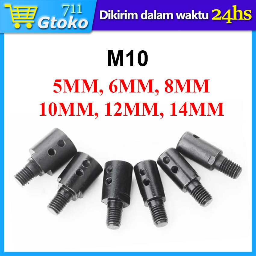 Adaptor Konektor Arbor Gerinda Mandrel Grinder M10 Dinamo Aksesoris Ukuran 5mm, 6mm, 8mm, 10mm, 12mm