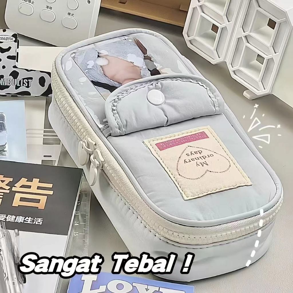 

[COD] Ins Kotak Pensil Kapasitas Besar Retro Heart Zipper Transparent Pocket 3D Tempat Pensil Tas Gaya Baru