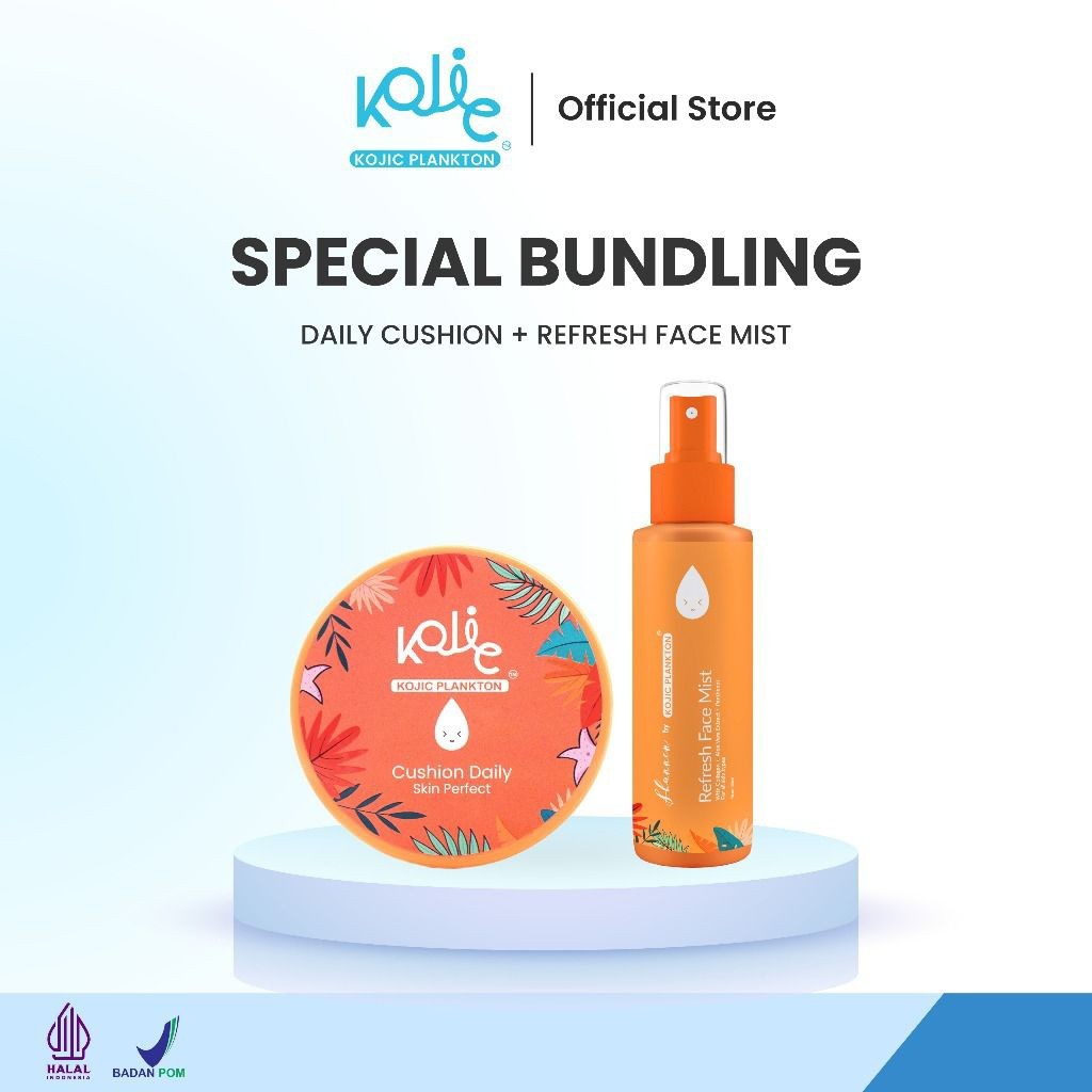 CUSHION KOJIC PLANKTON DAILY SKIN PERFECT CUSHION PAKET BUNDLING HEMAT CUSHION+FACEMIST FACE MIST KO