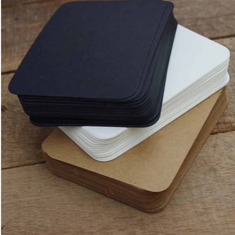 

100 Pcs Diy Business Noted Mini Blank Kraft Card Retro Style 350G Paper Thick Black White Brown Paper Word Cards Craft Paper