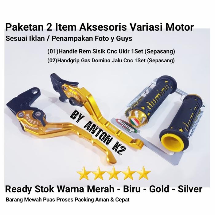 PAKET 2 VARIASI AKSESORIS MOTOR BEAT NEW DELUXE/VIXION OLD NEW NVL DLL - GOLD, Vixion