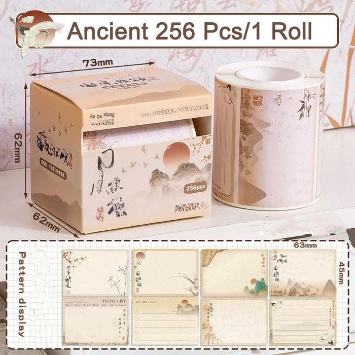 

READY Stiker catatan tempel yang dapat ditarik keluar/256 lembar/1 gulung/stiker label catatan tempel/pembatas buku/kertas catatan tempel/bahan dekorasi buku catatan DIY/estetika catatan tempel - Ancient SIAP KIRIM