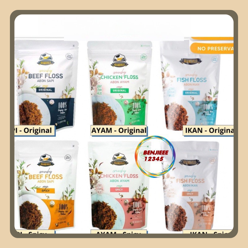 

Original Grandville Abon Sapi Ayam ikan fish floss original spicy 100g MPASI Bayi crunchy Beef Chicken Abon Grand Ville anak anak dewasa