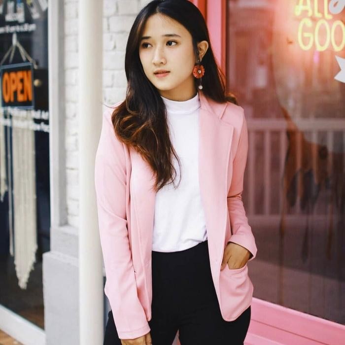 Chloebeautyshop - Blazer Wanita Side Pocket - Blazer Wanita Kekinian Polos Formal Atasan Kantor Oute