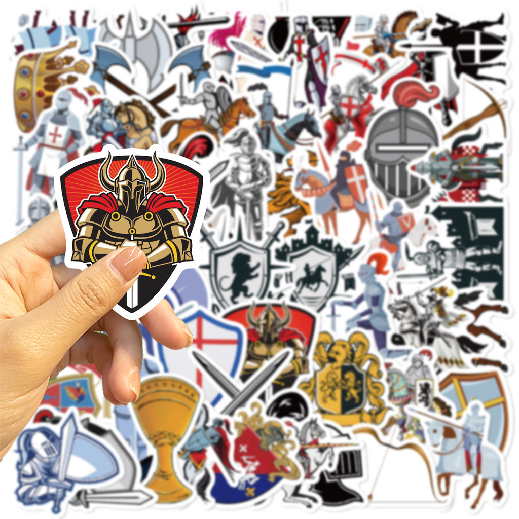 

50 Pcs Medieval Knight Graffiti Stickers for Decorating Guitar Notebook Luggage Stationary DIY Waterproof Stickers