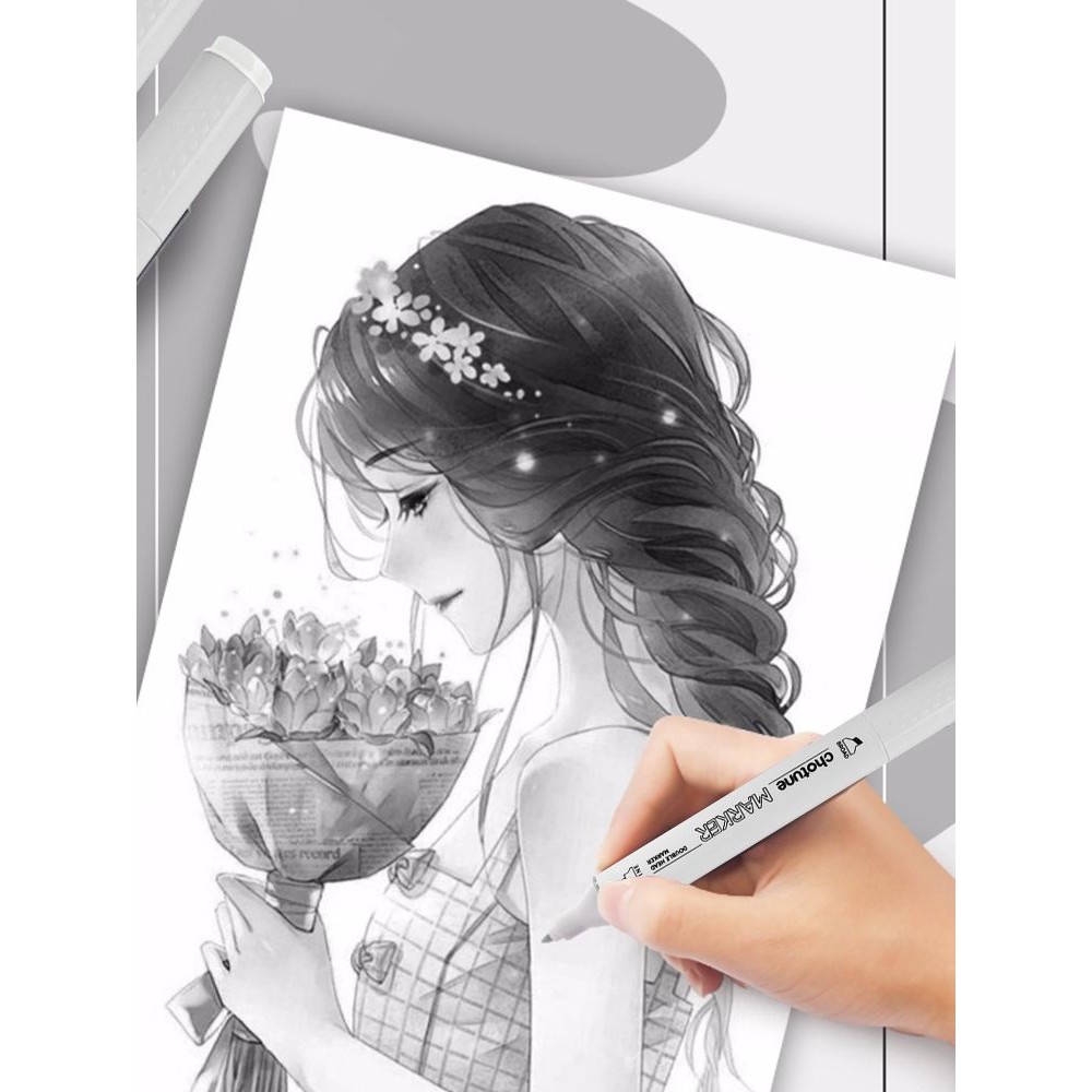 

THOTUNE 12 Colors Warm Grey Cool Grey Color Dual Head Marker Pen Alcohol Sketch Markers for School Art Design Marker Supplies