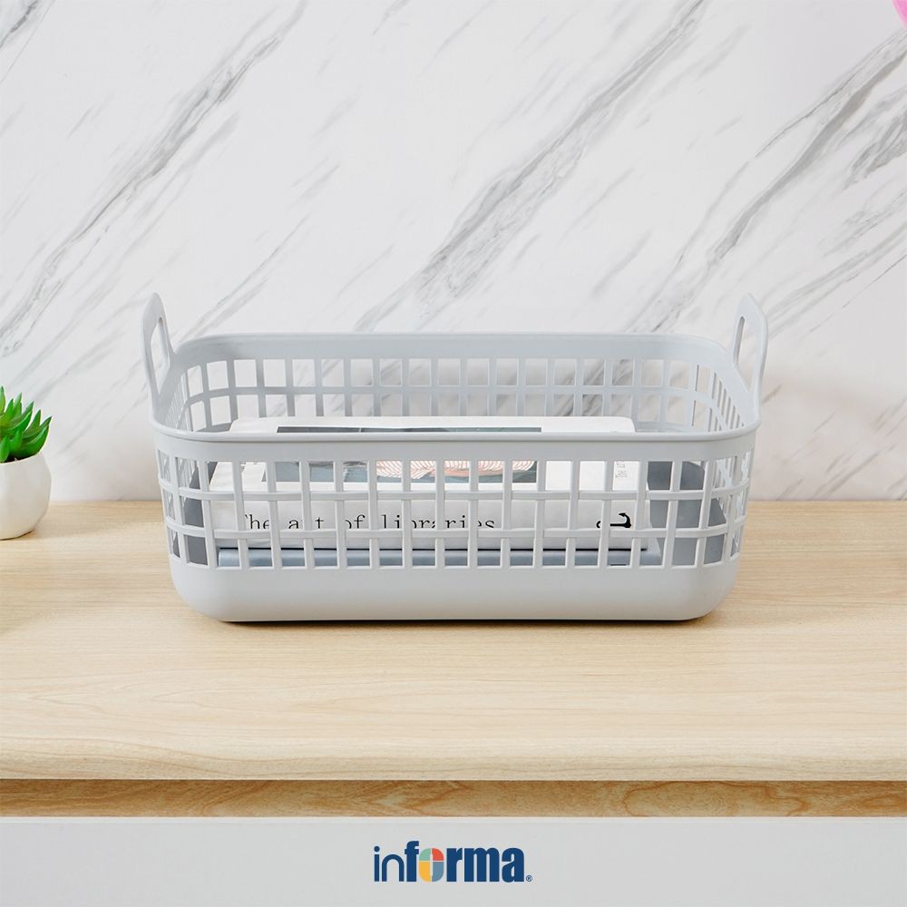 Informa 33x23.5x16.3 cm Wilio Keranjang Penyimpanan Dengan Tutup - Abu-Abu Storage Basket Kotak Peny