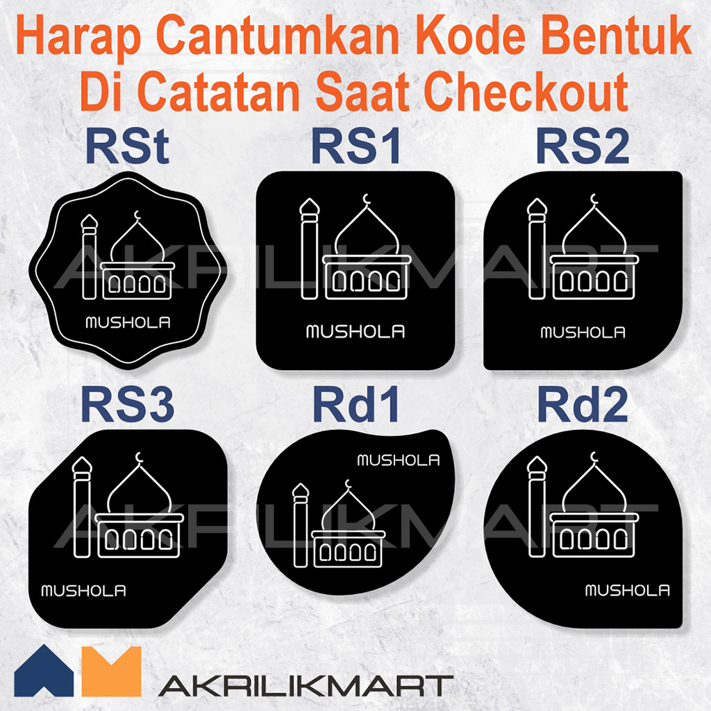 Tulisan Mushola Sign Wall Acrylic Tempel Dinding Papan Akrilik