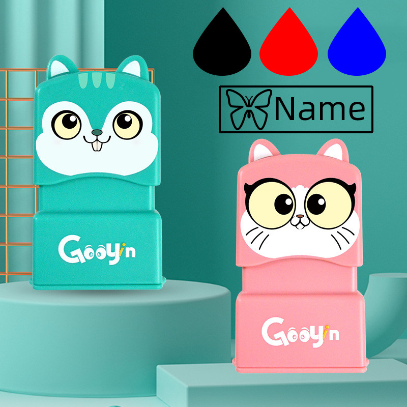 

Black/Red/Blue Ink Custom Name Stamp Baby Children's Teacher Clothing Cute DIY Personalized Name Seal for Clothes Kindergarten