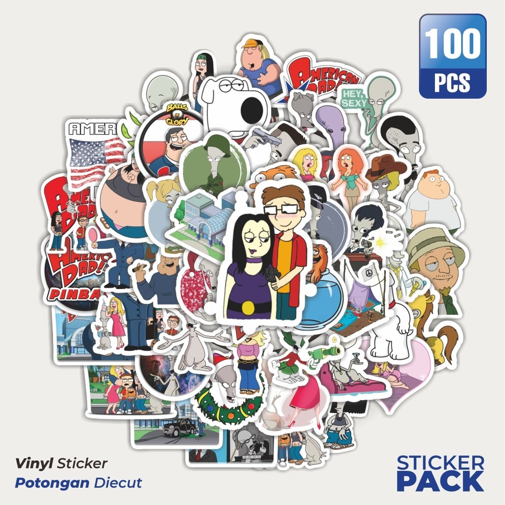 

Stiker Vinyl Stiker Kartun American Dad [ Ayah Amerika] Waterproof Aesthetic- Untuk Laptop, Motor, dan Helm - Paper Stationery Pack