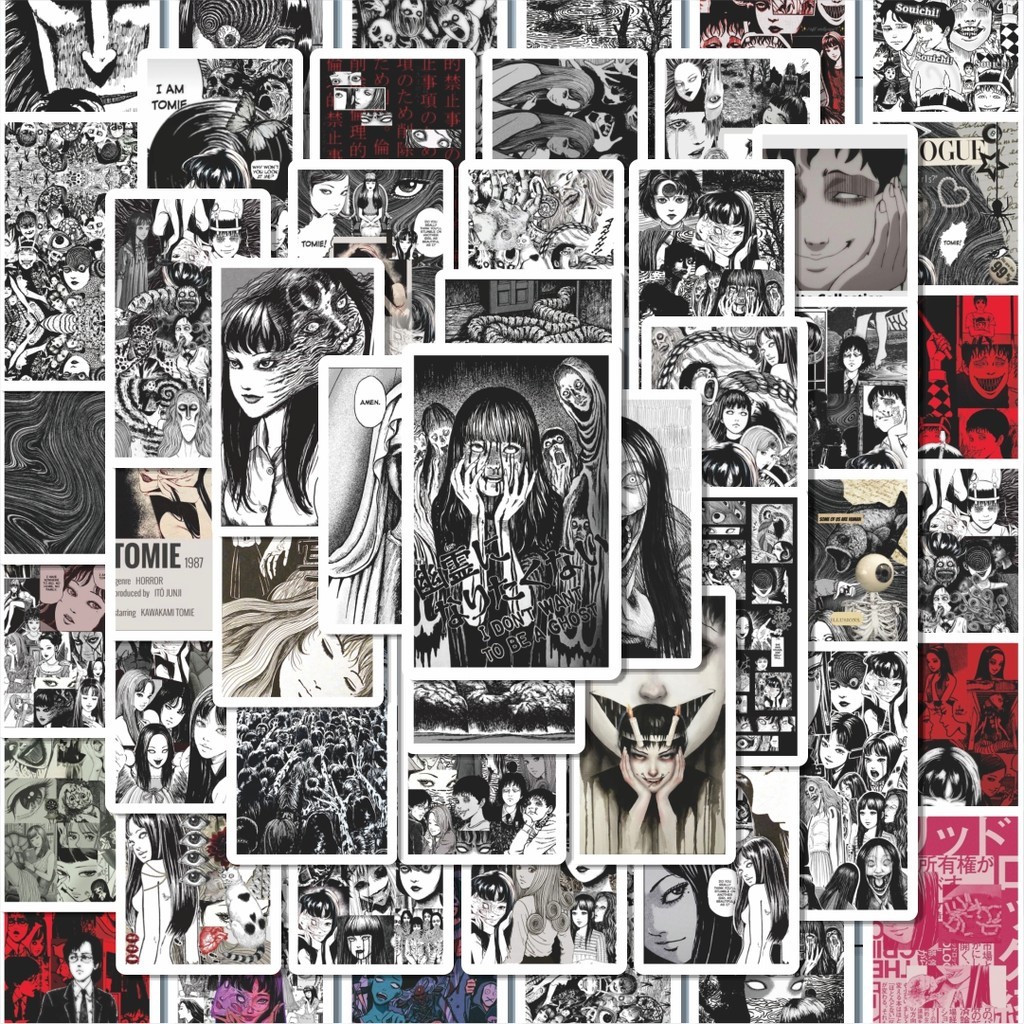 

100PCS Lucu Stiker Anime Horror Junji Ito Maniac Stiker Aesthetic Stiker Anti Air Stikers Berperekat Waterproof sticker decal buat Motor Helm Buku Journal Koper Casing HP Laptop Botol Minum Hadiah anak