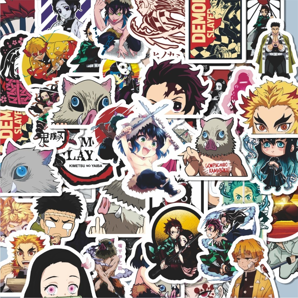 

100PCS Lucu Stiker Anime Demon Slayer Stiker Aesthetic Stiker Anti Air Stikers Berperekat Waterproof sticker decal buat Motor Helm Buku Journal Koper Casing HP Laptop Botol Minum Hadiah anak
