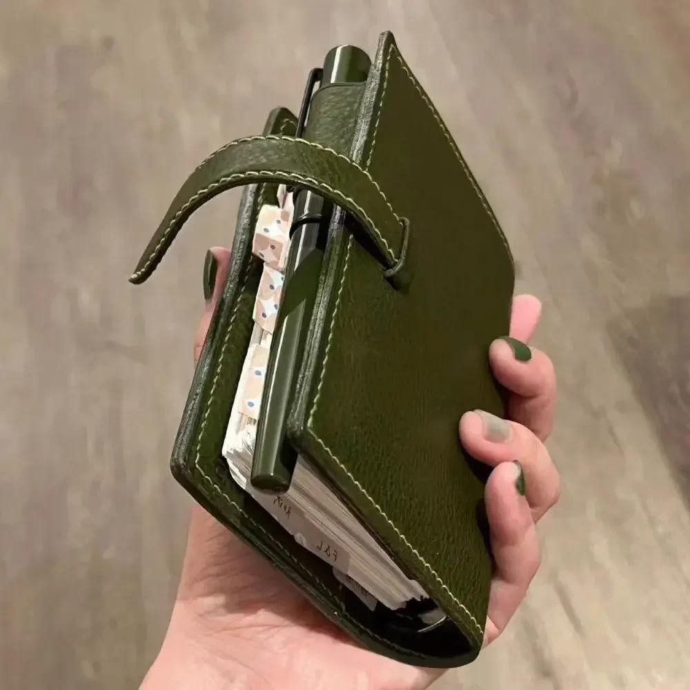 

M5 Green Leather Notebooks Portable Pocket Book Loose Leaf Notebook With 60/40 Blank Inner Page Suitable For Girl Back To School