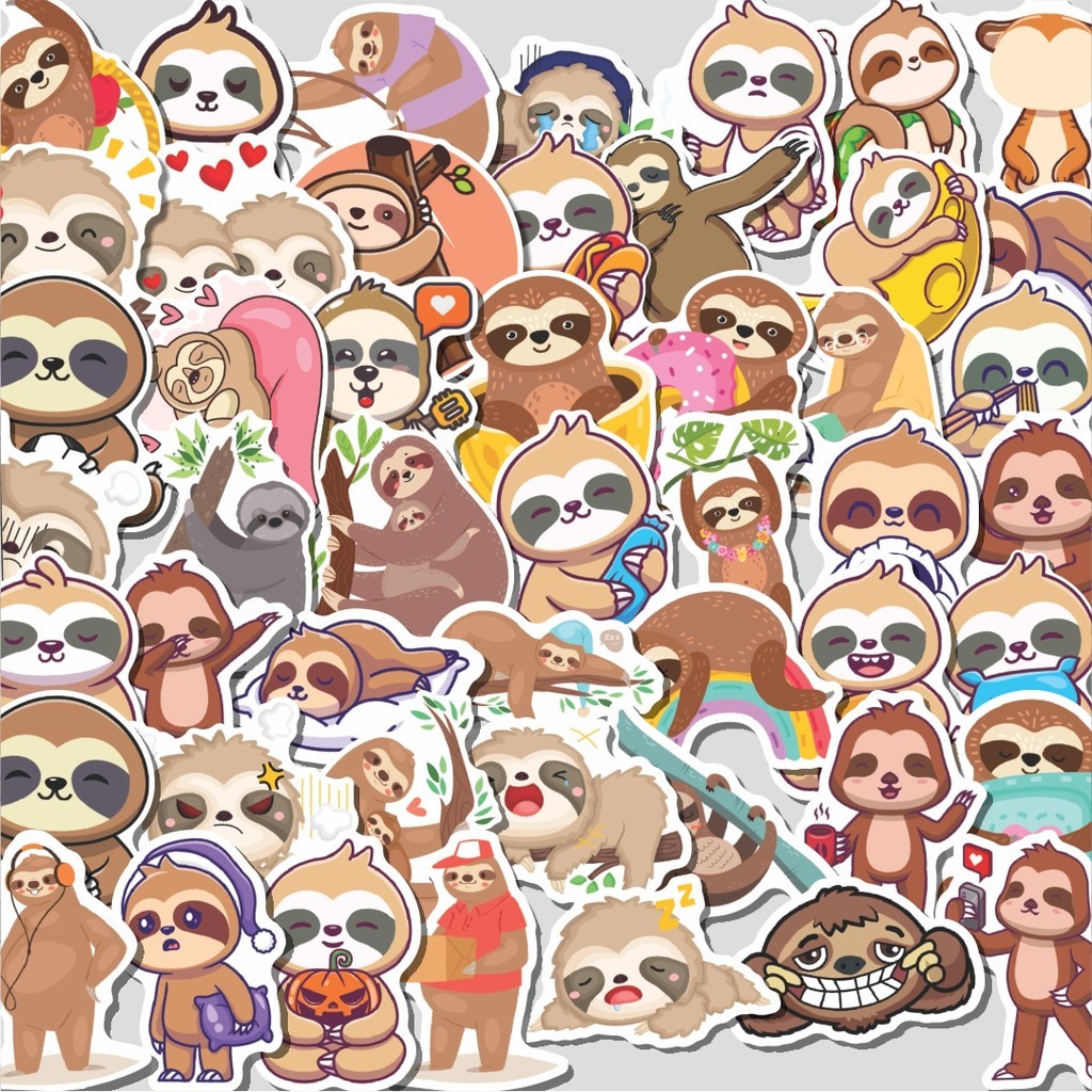 

Stiker Cutting Pack Sticker Hewan Sloth/Kungkang Isi 100Pcs Series Aesthetic Lucu Keren Untuk Koper Bahan Vynil