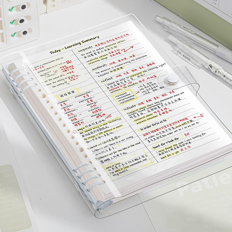 

120 Pages Diary Loose Leaf Checkered Book A5 Transparent Soft Cover School Notebooks Notebook Notepad Writing Pads Office