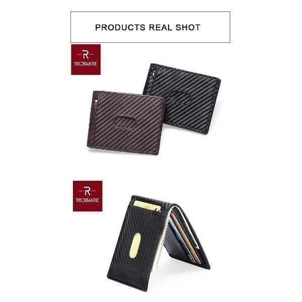ROCKWARE Dompet Pria Bifold Carbon Fiber Wallet RFID Blocking