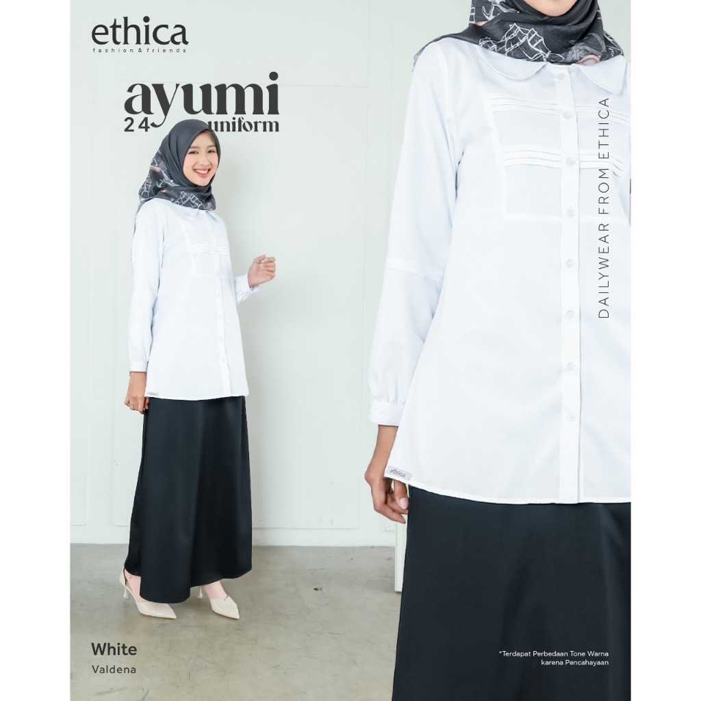 ETHICA Seragam Kerja Dinas ASN/PNS Set ASN/PNS Ayumi Uniform 24 Setelan Baju Tunik Putih White Tunic