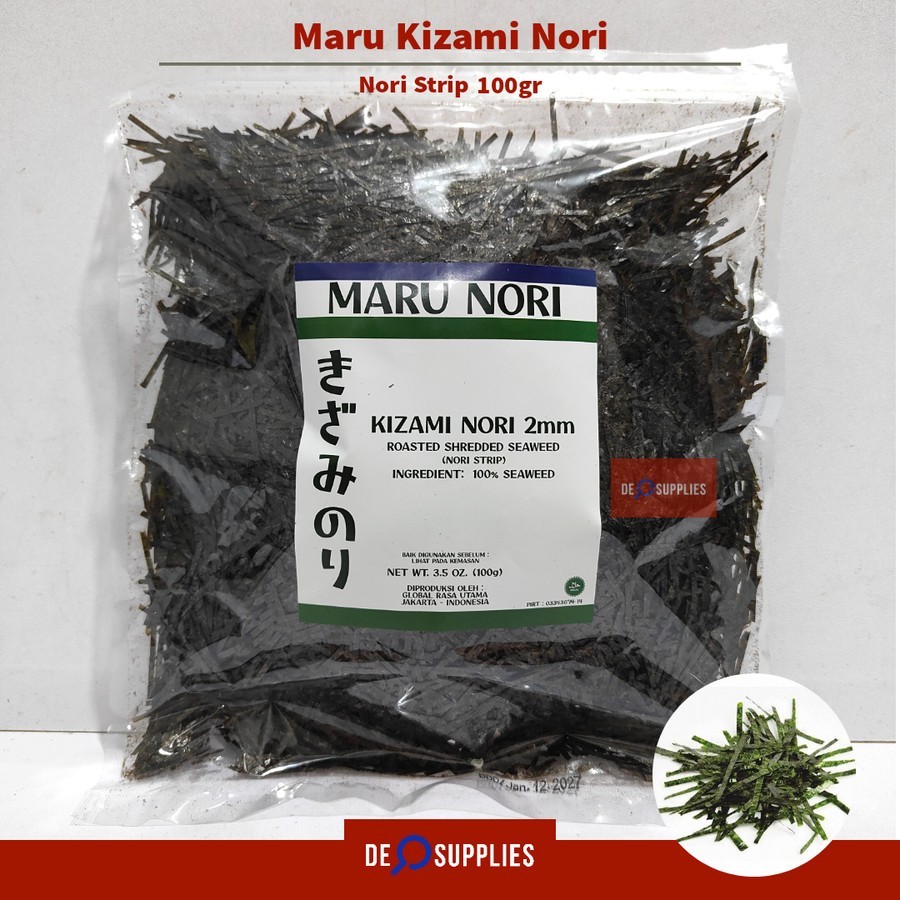 

Maru Kizami Nori Strip 100gr - Kizaminori Potongan Panjang Shredded Seaweed Taburan Halal
