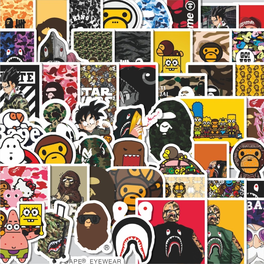 

Stiker Cutting Pack Stiker Bape Shark Isi 100Pcs Series Aesthetic Lucu Keren Untuk Koper Bahan Vynil