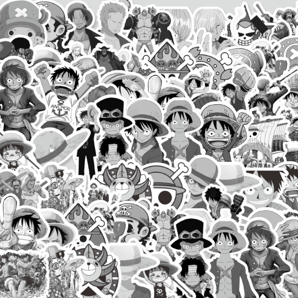 

Stiker Cutting Pack Stiker Anime One Piece B&W Isi 100Pcs Series Aesthetic Lucu Keren Untuk Koper Bahan Vynil