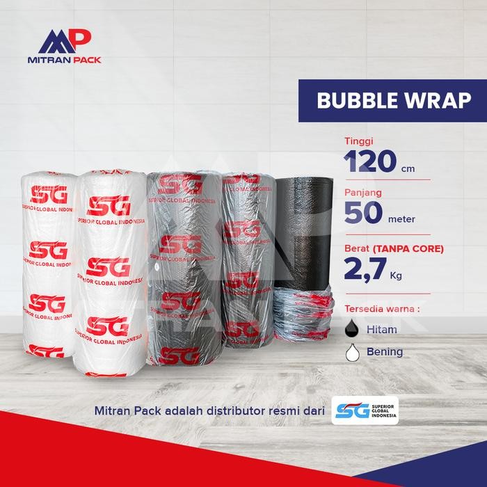 

Bubble Wrap SG Siap Sobek Bening Hitam 120 cm x 50 meter - 120cm x 2,7kg, Hitam [terlaris]
