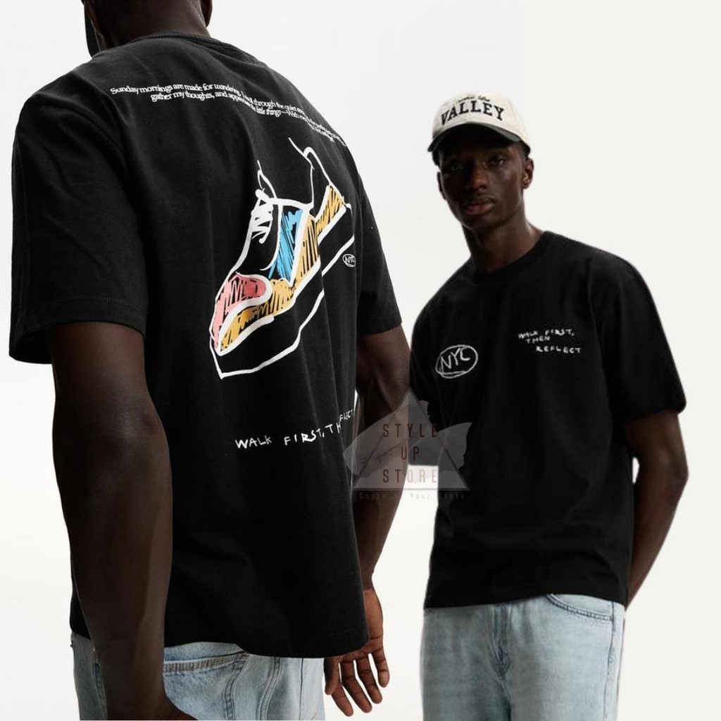 [ STYLEUPSTORE ] BERSHKA Oversize Unisex Tshirt - Kaos NYC Shoes