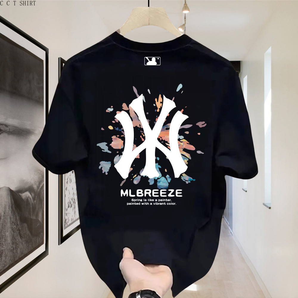 (COD)T Shirt Pria baju kaos pria OutletsMLB 100% Cotton Heavyweight Baju Kaos Boxy Fit Wanita Graphi