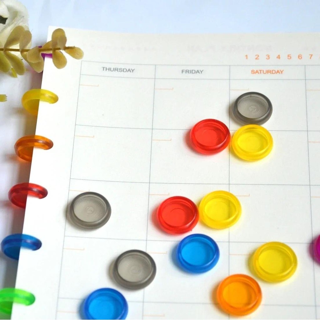 

12pcs 18mm Color Plastic Book Binding Mushroom Hole Disc Ring for A5A6 Happy Planner Binder Rings Scrapbooking Binding Supplies