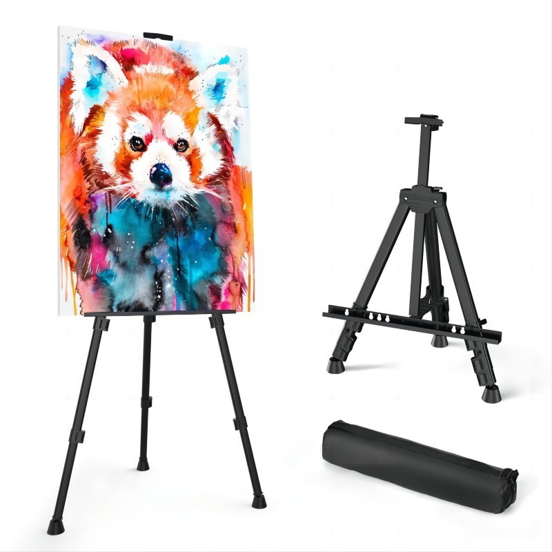 

AngelMark Easy Folding Easel Stand Collapse Adjustable Metal Tripod Artist Easel with Bag Extra Sturdy for Table-Top/Floor Paint